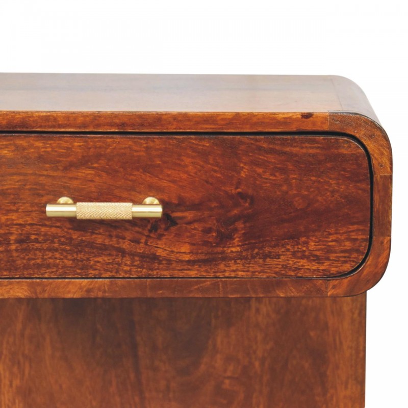 Chestnut T-Bar Rounded Nachttisch