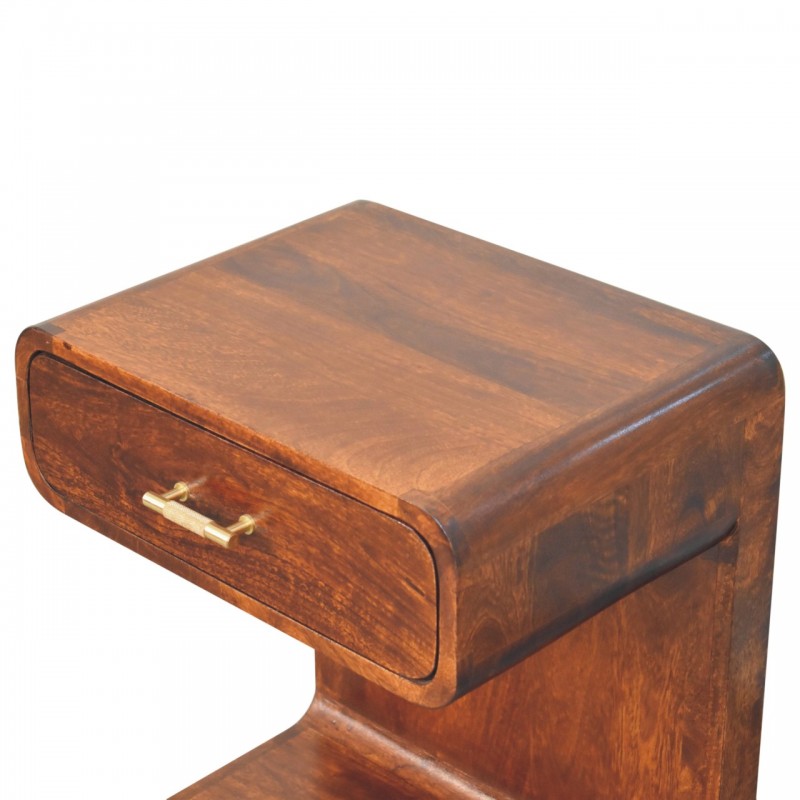 Chestnut T-Bar Rounded Nachttisch