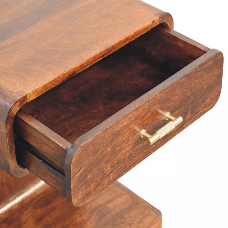 Chestnut T-Bar Rounded Nachttisch