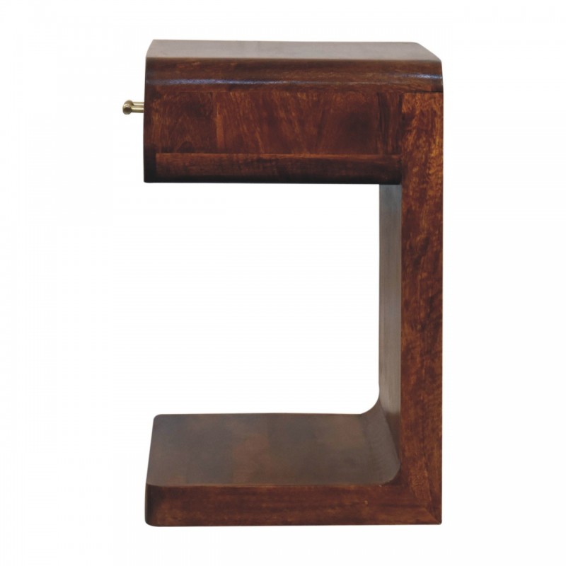 Chestnut T-Bar Rounded Nachttisch
