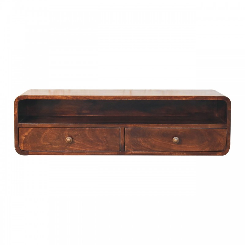 Floating California Walnut Wall-Mounted Console Table