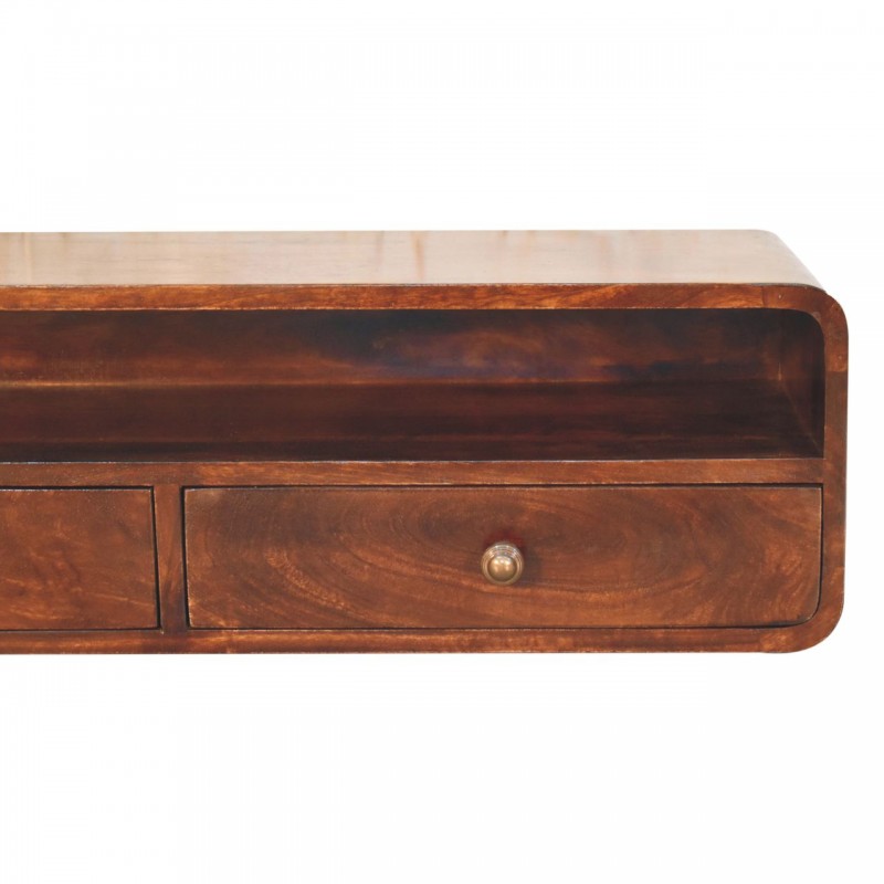 Floating California Walnut Wall-Mounted Console Table