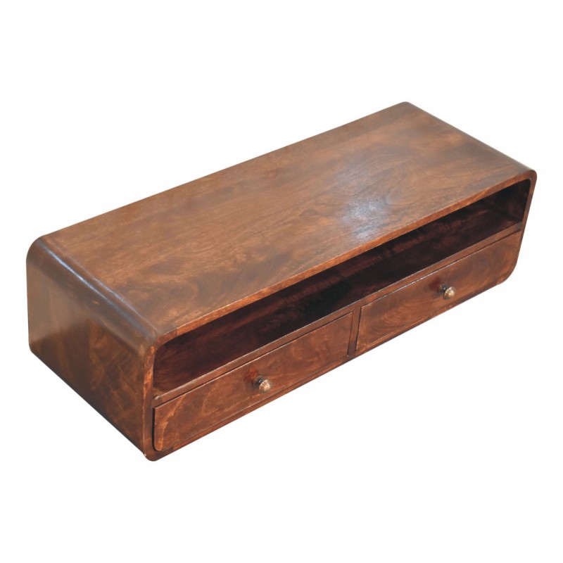 Floating California Walnut Wall-Mounted Console Table