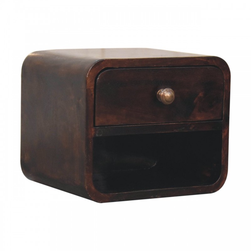 Подвесная прикроватная тумба Mini Curved California Walnut с нишей