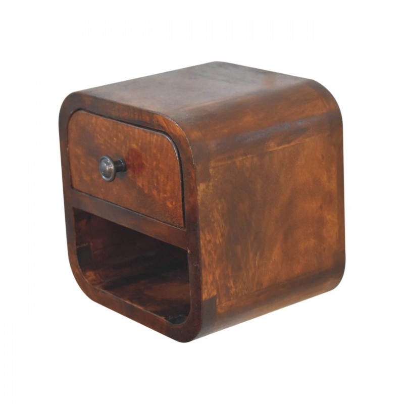 Мини-прикроватная тумба Extra Mini Curved Chestnut с открытой полкой