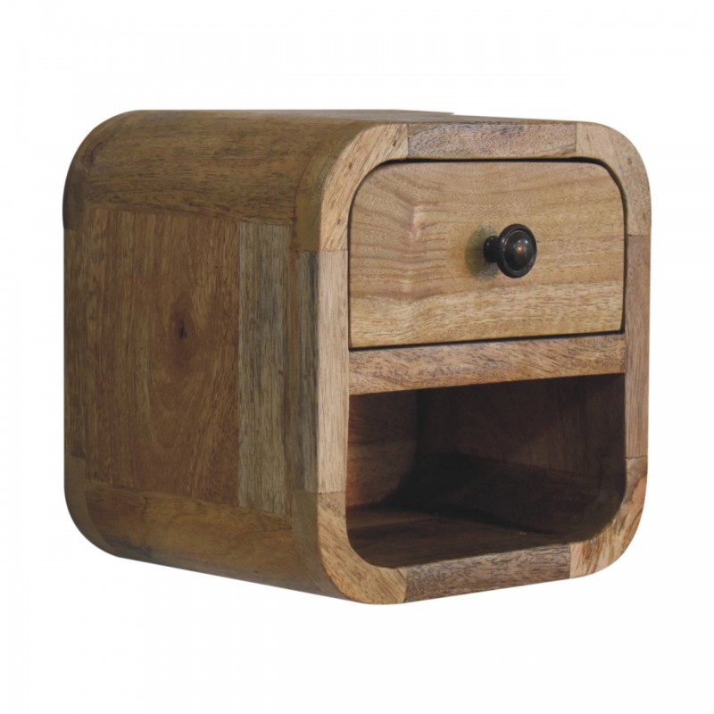 Extra Mini Curved Oak-Ish Nachttisch mit offener Ablage