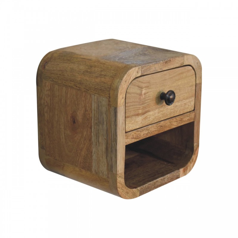 Extra Mini Curved Oak-Ish Nachttisch mit offener Ablage