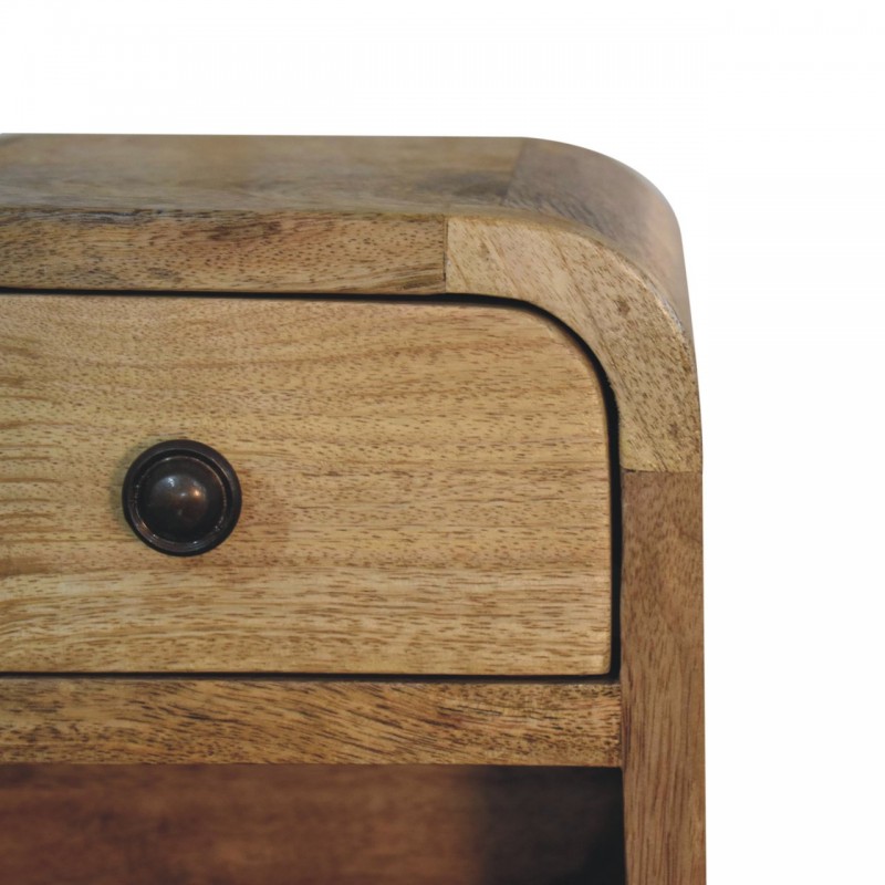 Extra Mini Curved Oak-Ish Nachttisch mit offener Ablage