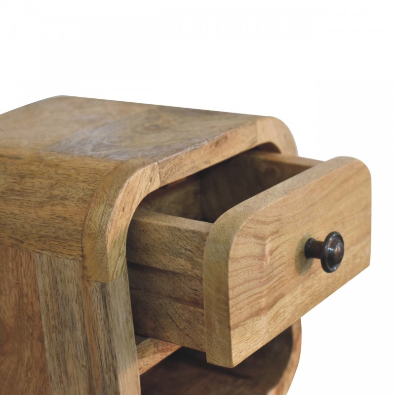 Extra Mini Curved Oak-Ish Nachttisch mit offener Ablage