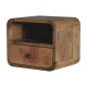 Mini Curved Oak-Ish Floating Bedside Table with Shelf