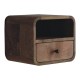 Mini Curved Oak-Ish Floating Bedside Table with Shelf
