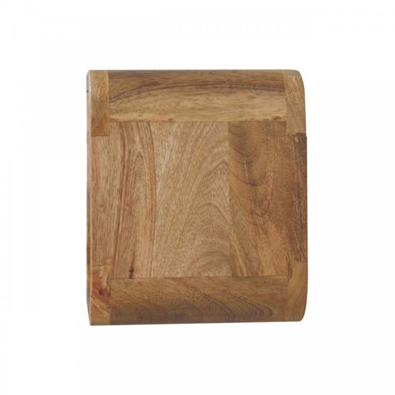 Mini Curved Oak-Ish Floating Bedside Table with Shelf