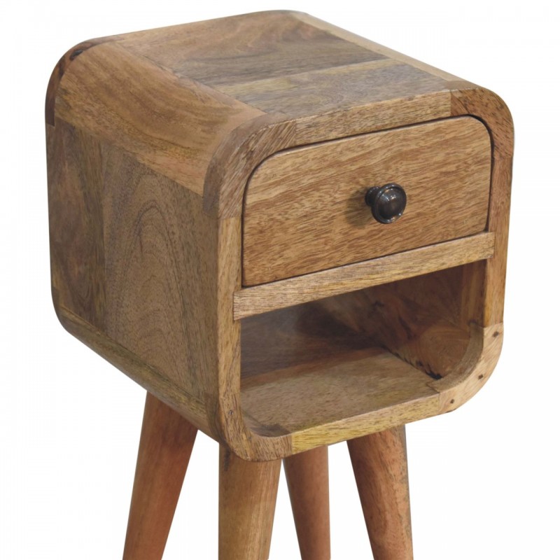 Extra Mini Oak-Ish Curve Nachttisch mit offenem Fach