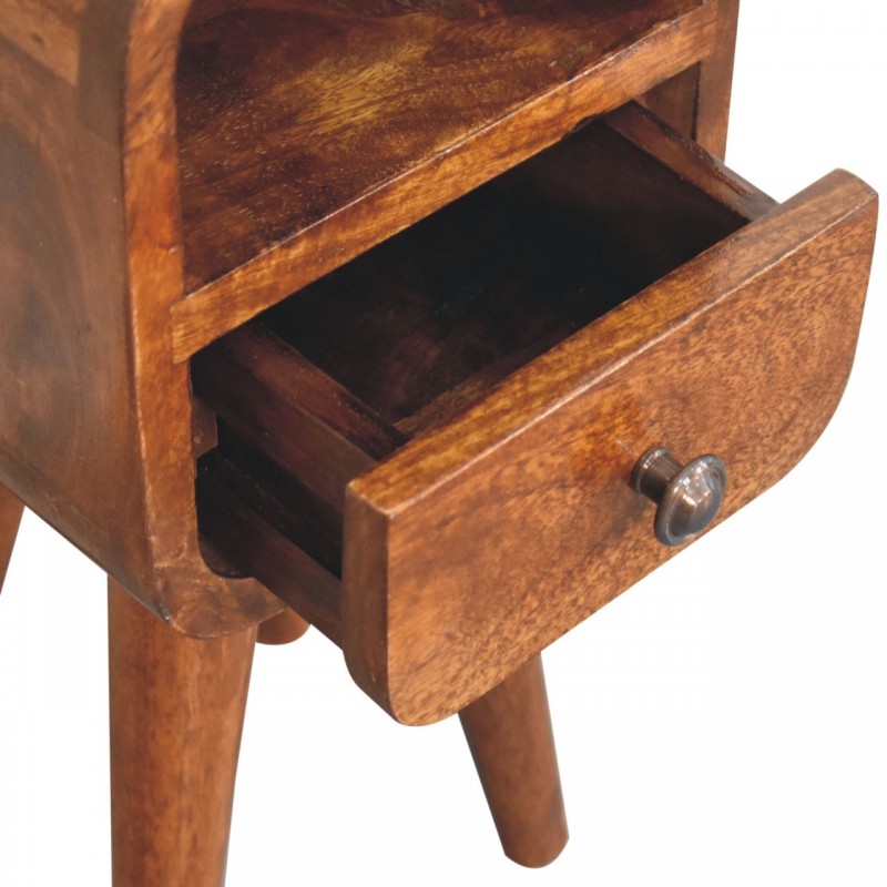 Extra Mini Chestnut Curve Nachttisch mit offenem Fach
