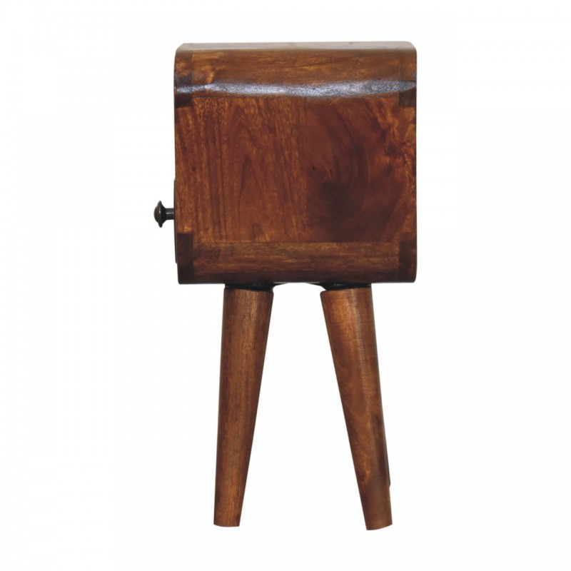 Extra Mini Chestnut Curve Nachttisch mit offenem Fach