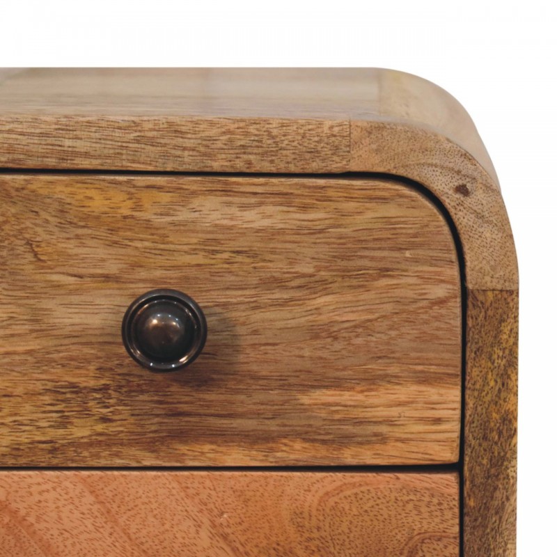 Extra Mini Curved Oak-Ish Mango Wood Nightstand