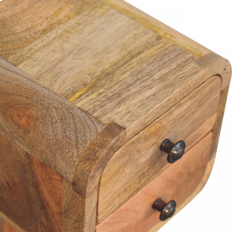Extra Mini Curved Oak-Ish Mango Wood Nightstand