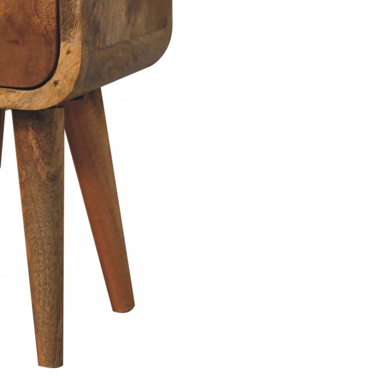 Extra Mini Curved Oak-Ish Mango Wood Nightstand
