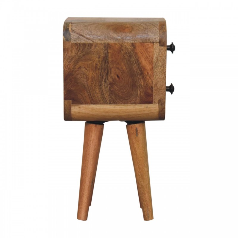 Extra Mini Curved Oak-Ish Mango Wood Nightstand