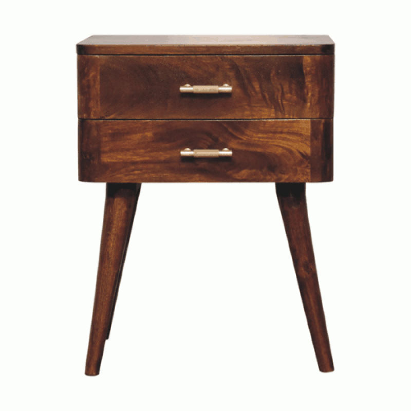 Chestnut T-Bar Nordic Bedside Table