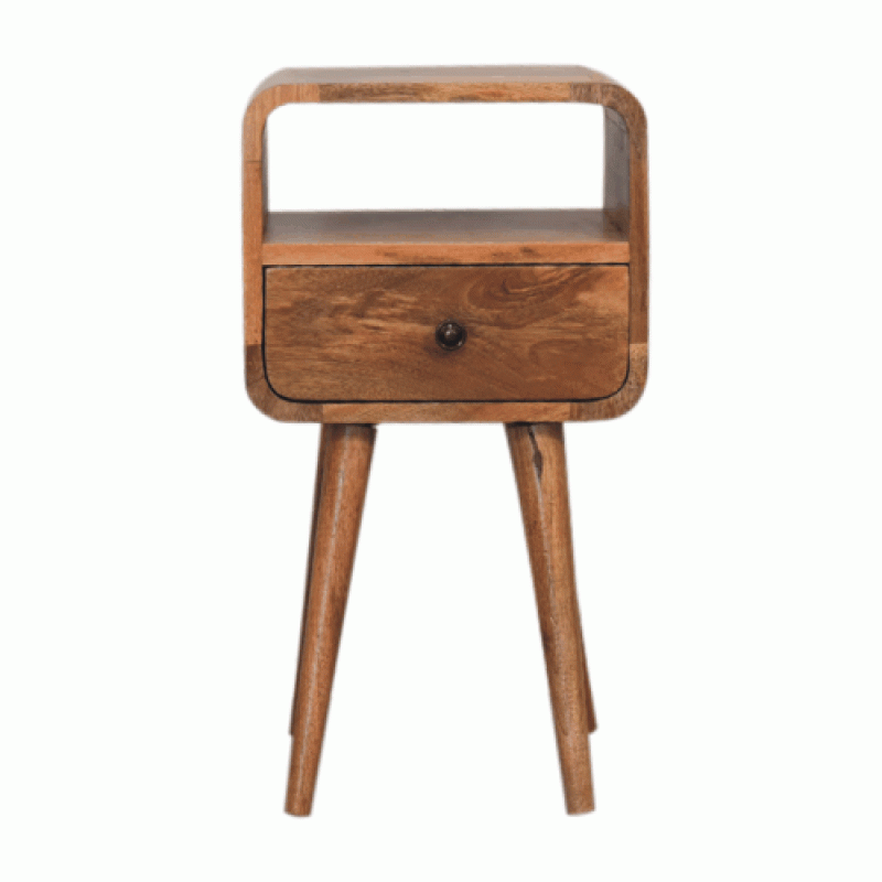 Компактная прикроватная тумба Mini Curved Oak-Ish с нишей