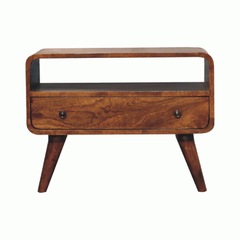 Компактная ТВ-тумба Mini Curved Chestnut с нишей