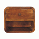 Mini Curved Chestnut Floating Nightstand with Open Shelf