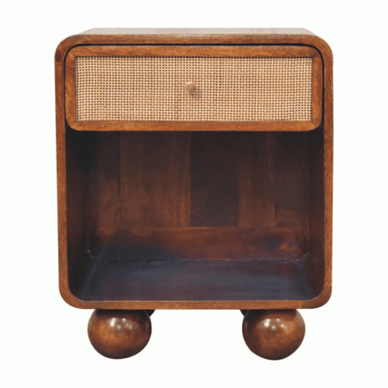 Chestnut Open Woven Bedside Table