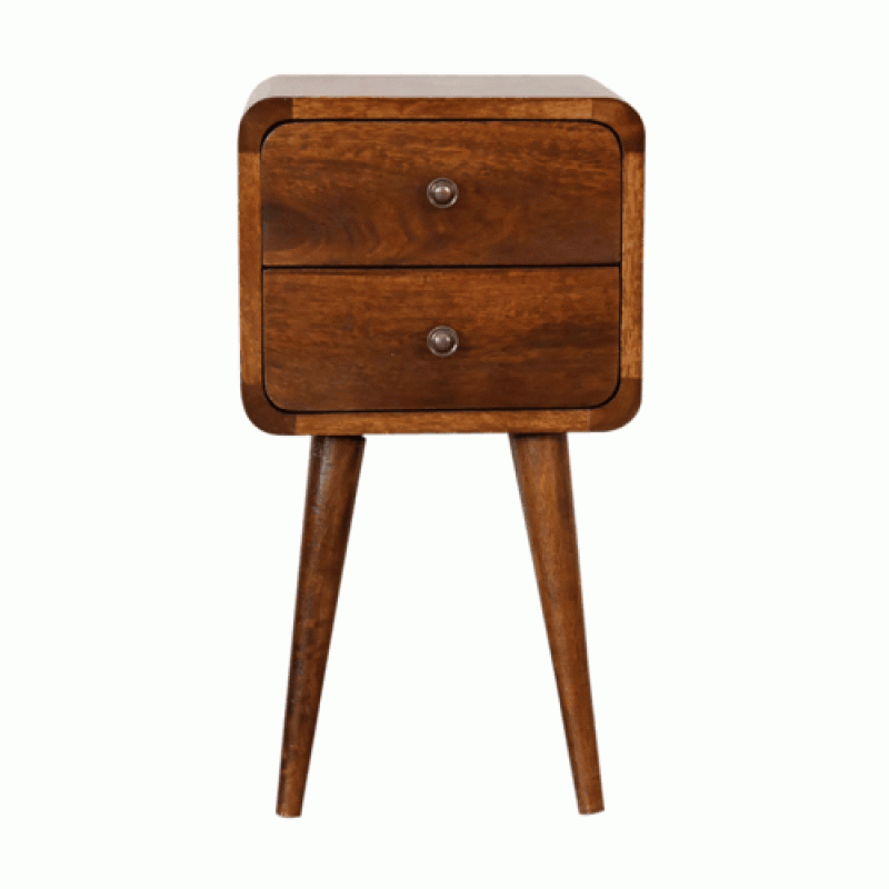Компактная прикроватная тумба Mini Curved Chestnut с 2 ящиками