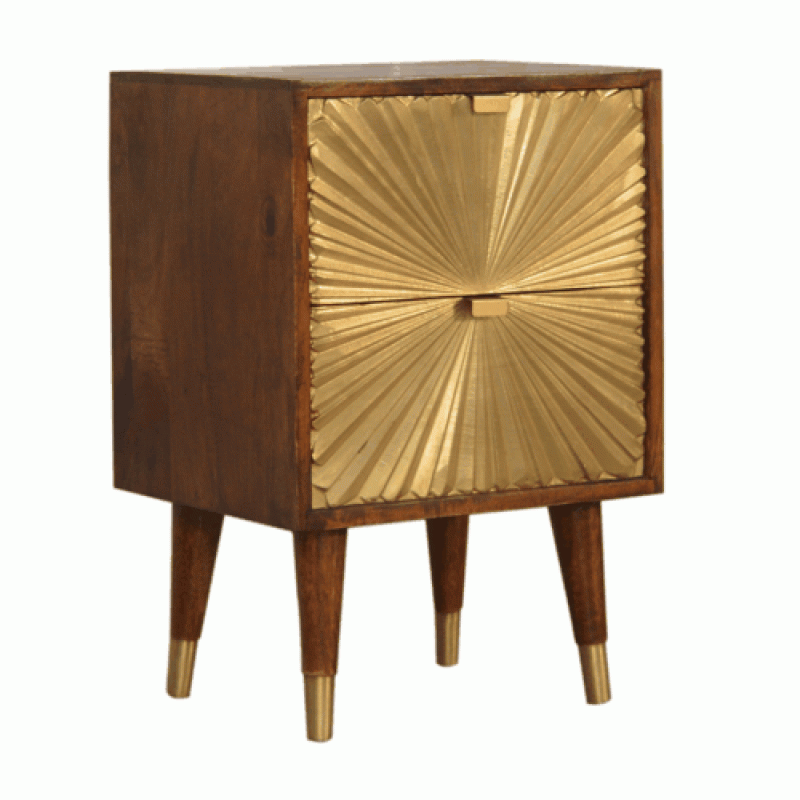 Manila Gold Chestnut Nachttisch mit Messingfronten