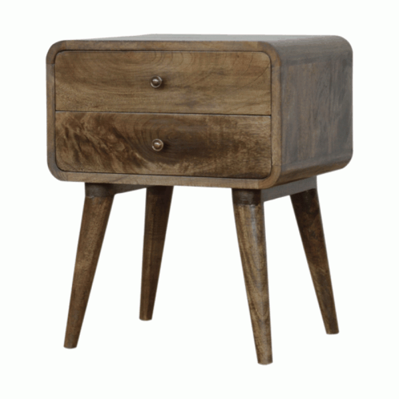 Curved Grey Washed Nachttisch