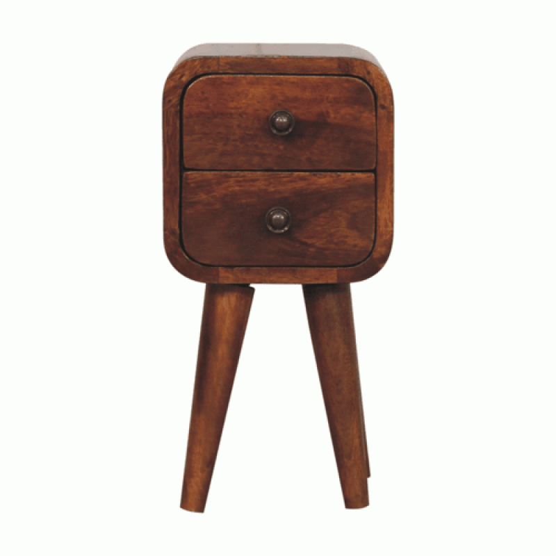 Мини-прикроватная тумба Extra Mini Curved Chestnut с 2 ящиками