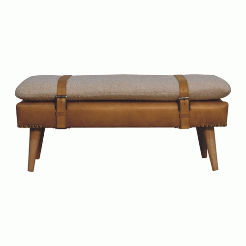 Скамья Bouclé из буйволиной кожи Tan