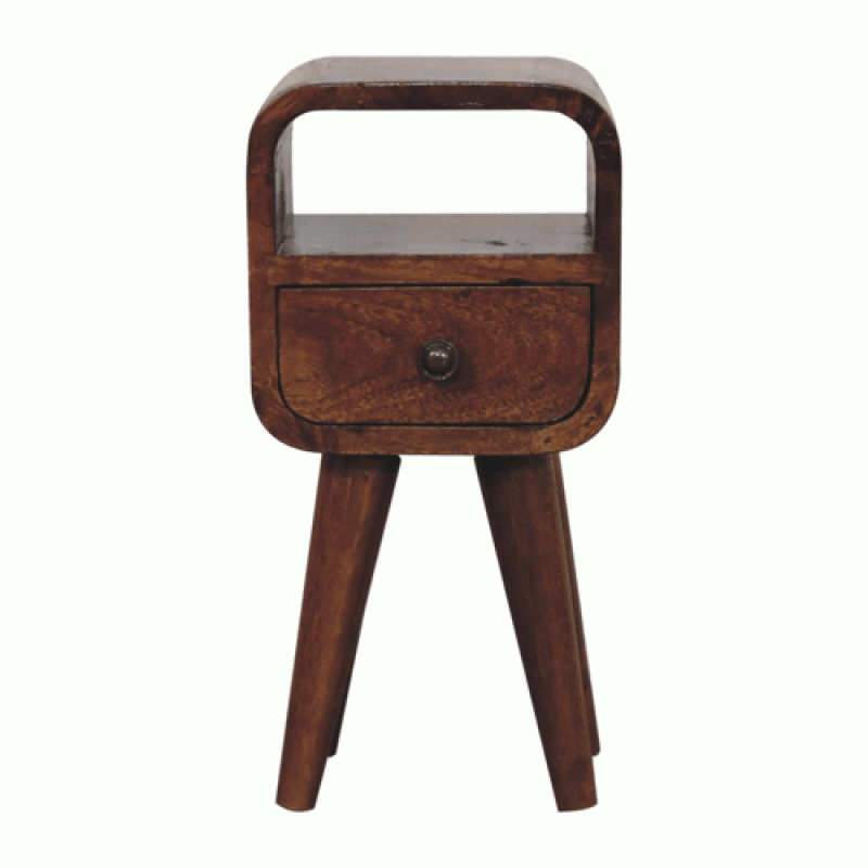 Extra Mini Chestnut Curve Nachttisch mit offenem Fach