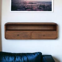 Floating Chestnut Wall-Mounted Console Table with Shelf
