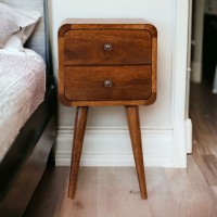 Компактная прикроватная тумба Mini Curved Chestnut с 2 ящиками