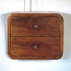 Мини-подвесная прикроватная тумба Curved Chestnut с 2 ящиками