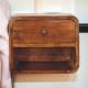 Mini Curved Chestnut Floating Nightstand with Open Shelf