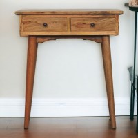 Mini Oak-Ish Console Table with 2 Drawers