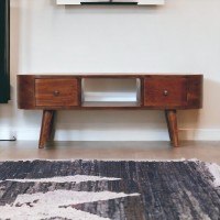 Chestnut Rounded Coffee Table with Open Slot