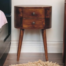 Компактная прикроватная тумба Mini Rounded Chestnut с 2 ящиками