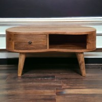 Mini Wave Oak-Ish Coffee Table with Drawer