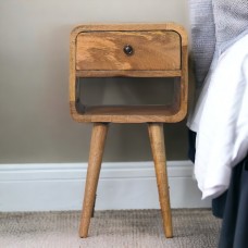Компактная прикроватная тумба Mini Curved Oak-Ish с нижней нишей