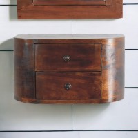 Lunar Chestnut Floating Nachttisch mit 2 Schubladen