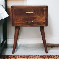 Chestnut T-Bar Nordic Bedside Table