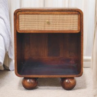 Chestnut Open Woven Bedside Table