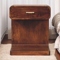 Chestnut T-Bar Rounded Bedside Table