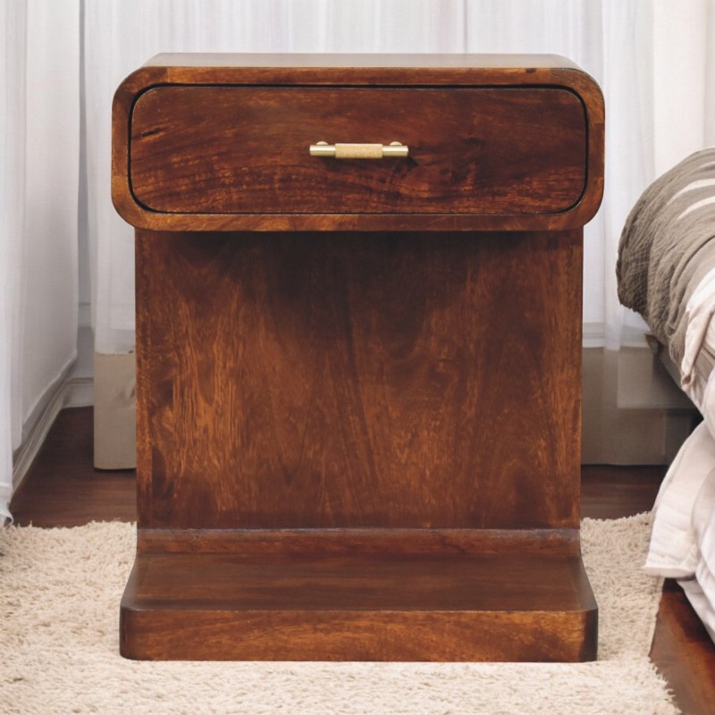 Chestnut T-Bar Rounded Nachttisch