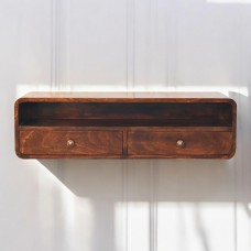 Floating California Walnut Wandkonsole mit Stauraum