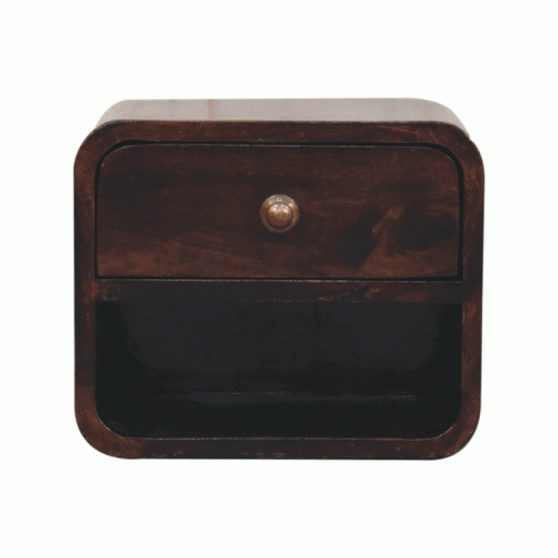 Подвесная прикроватная тумба Mini Curved California Walnut с нишей